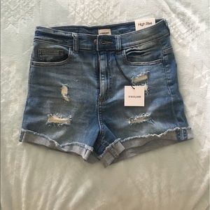 High rise denim shorts
